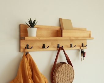 Organizador de entrada, perchero con estante, toallero de baño