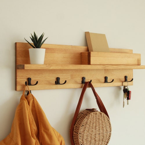 Rustic Coat Rack With Shelf Entryway Organization Etsy