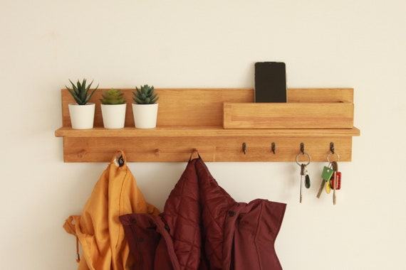 Coat Rack With Mail Holder Entryway Organizer Key Holder for Wall Etsy