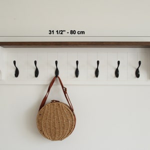 Wall mount coat rack with shelf, bathroom towel rack image 6