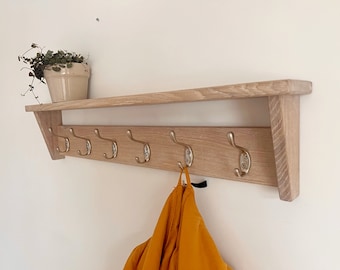 Wall coat rack with shelf entryway