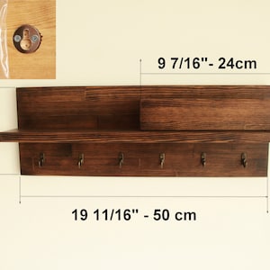 Key and coat rack entryway, Key holder for wall, Mail organizer image 4