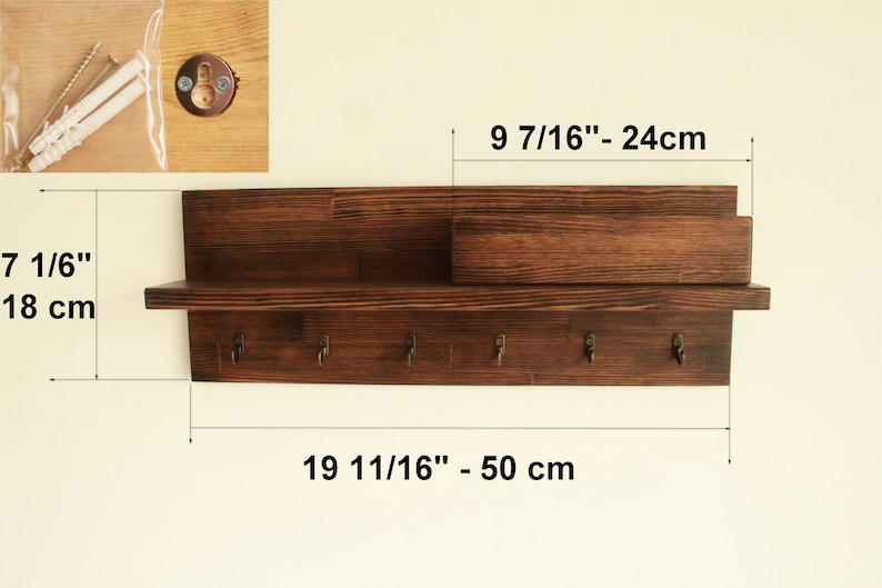 Key and coat rack entryway, Key holder for wall, Mail organizer image 4