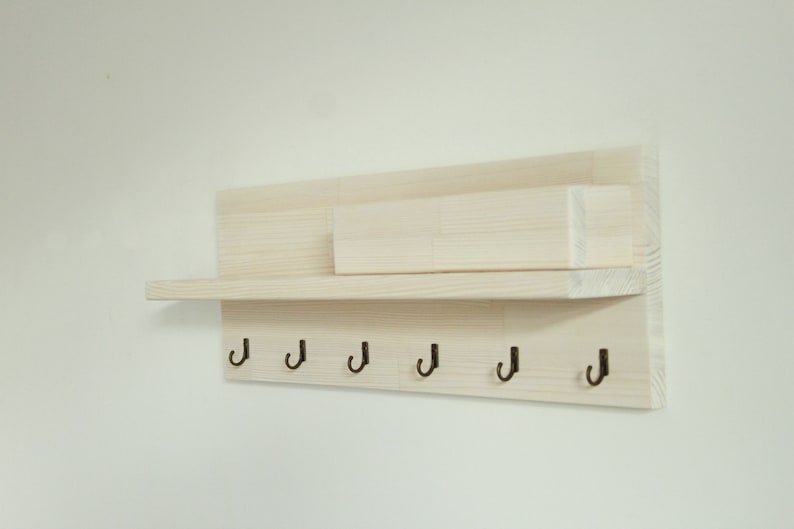 Key and coat rack entryway, Key holder for wall, Mail organizer Light white