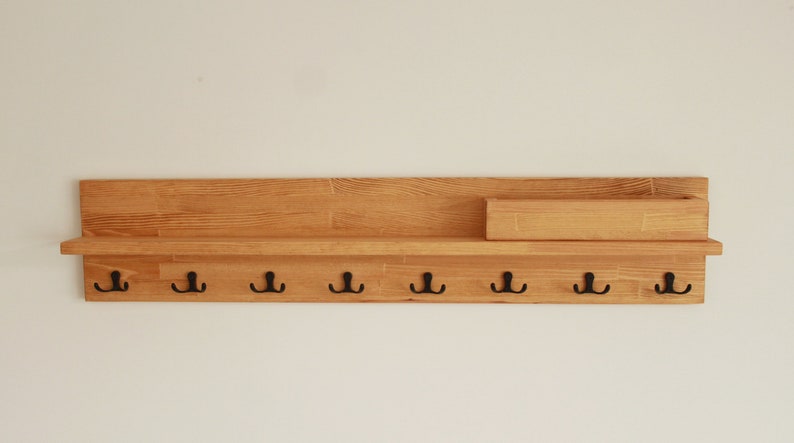 Coat Rack Shelf, Wall Mounted Coat Hanger Oak