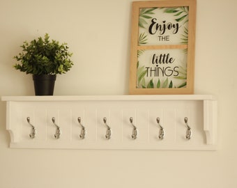 White Wooden Coat Rack With Shelf: Entryway Organizer