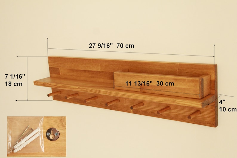 Coat rack with shelf, Key Holder for Wall, mail organizer image 6