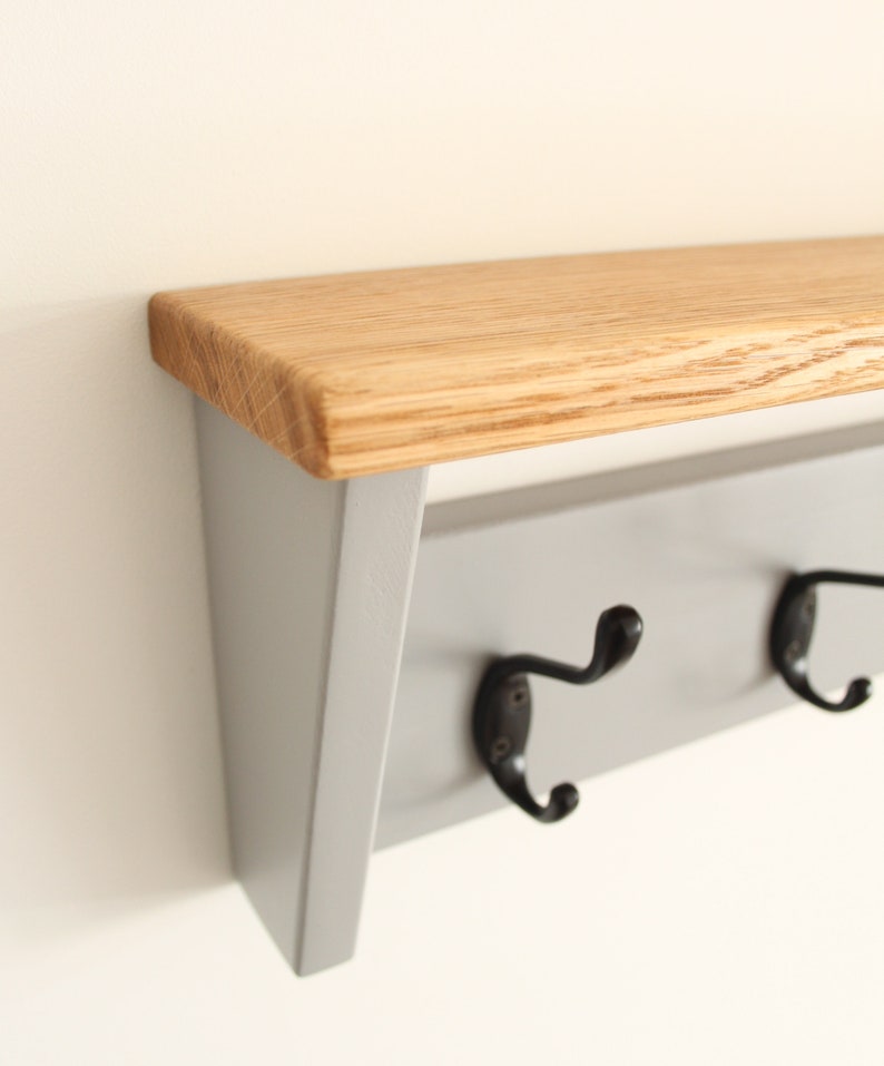 Solid Wood Oak Coat Hooks Wall Coat Rack With Shelf Entryway Etsy UK