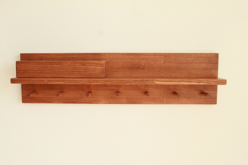 Coat rack with shelf, Key Holder for Wall, mail organizer Walnut