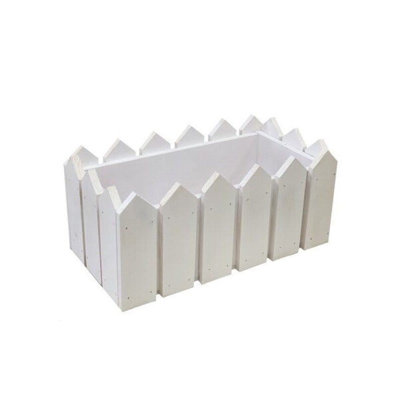 Crate Planter White Picket Fence crate Planter Wood Planter Etsy