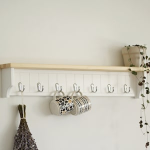 Wooden kitchen organizer, towel rack for bathroom wall
