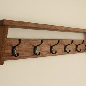 Solid wood wall mounted coat rack with storage, Wall coat rack with shelf entryway