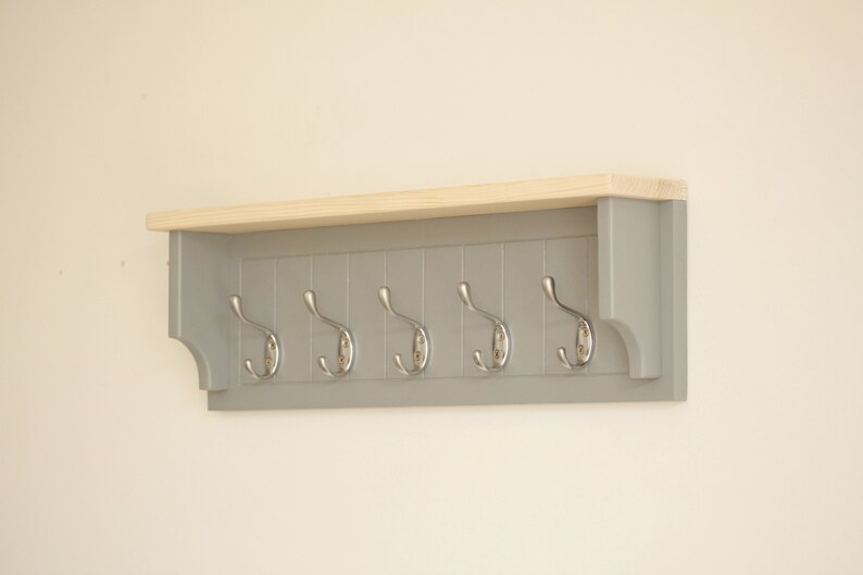 Gray Coat Rack With Shelf Mudroom Hooks Entryway Shelf With Etsy