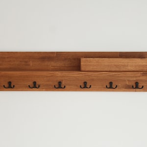 Coat Rack Shelf, Wall Mounted Coat Hanger Walnut