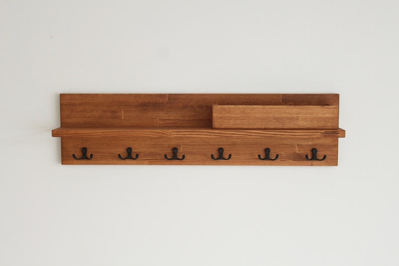 Coat Rack Shelf, Wall Mounted Coat Hanger Walnut