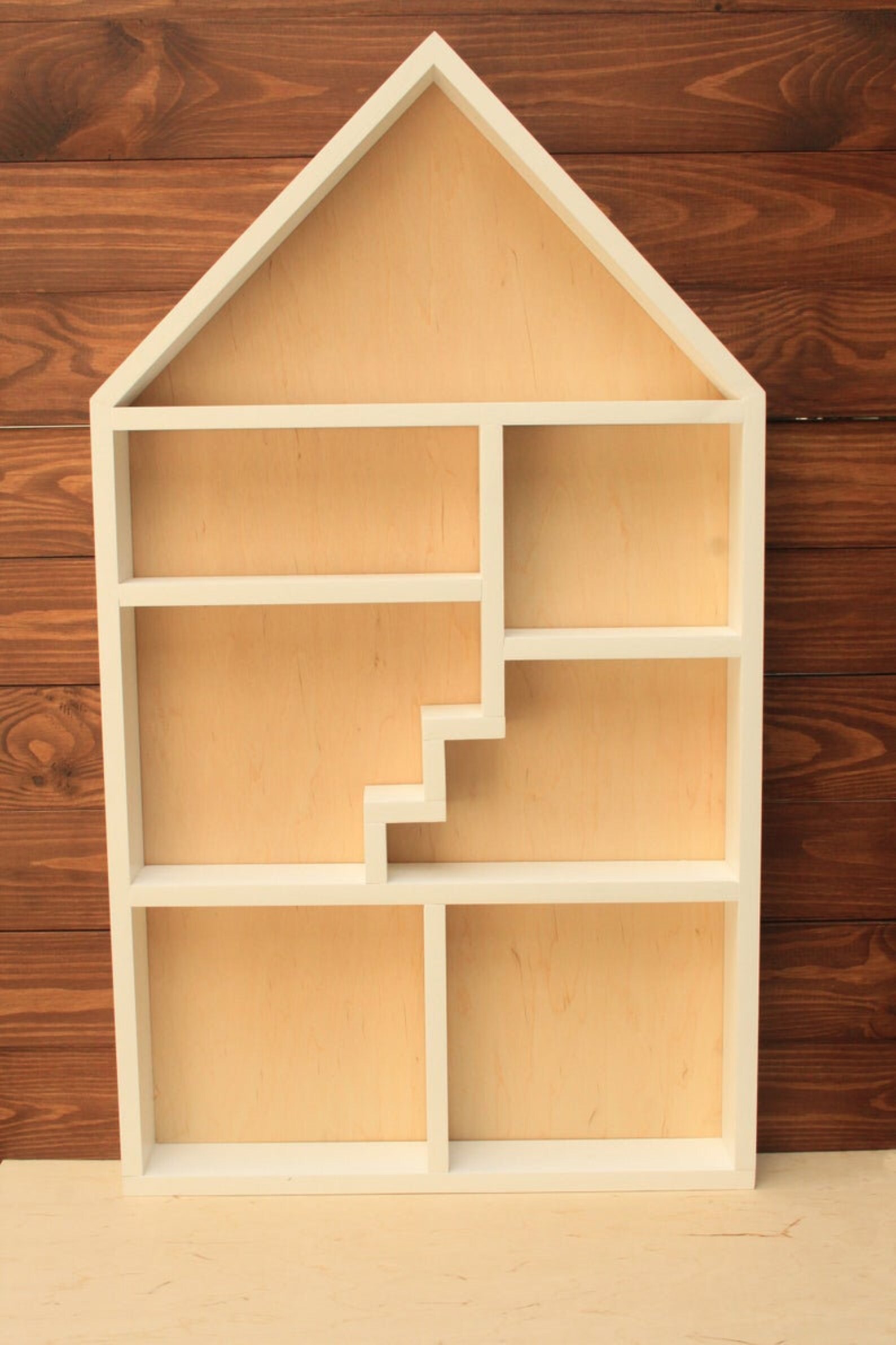 House Shaped Shelf House Shadow Box Kids Shelf Wooden House Etsy
