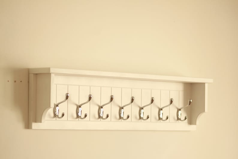 Wall mount coat rack with shelf, bathroom towel rack image 4