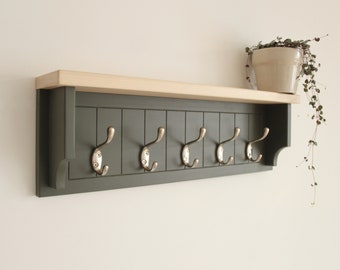 Green gray towel rack, hat rack, farmhouse coat rack