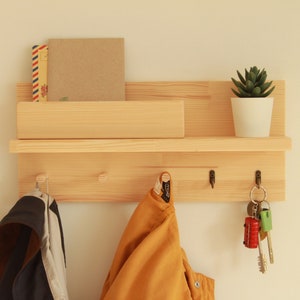 Key holder for wall, coat rack with shelf