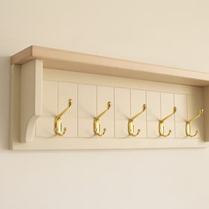 Wooden towel rack with shelf, wall coat rack image 4