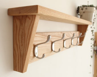 Appendiabiti Da Parete Appendiabiti Da Muro Appendiabiti Da Parete Rustico In Rovere Massello Con 8 Ganci Per L'ingresso, Bagno, Cucina, Armadio Ganci Appendiabiti (Size : 80 * 14 * 11CM