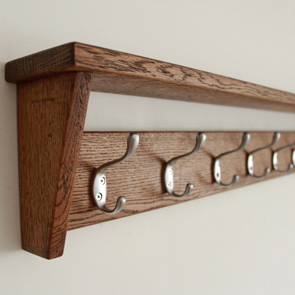 Сoat rack with storage, Wood entryway coat hooks, Coat hook for hallway, utility room or bathroom