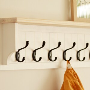 Wall mount coat rack with shelf, bathroom towel rack image 2