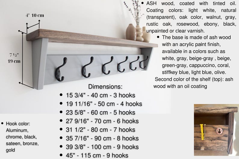 Solid Ash Wood Coat Rack With Shelf: Wall Mounted Entryway Organizer - Etsy