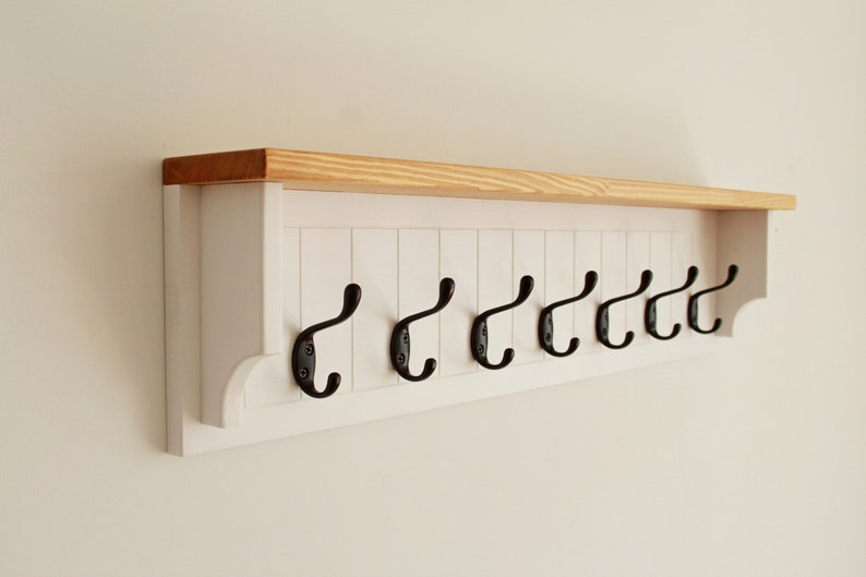Wall mount coat rack with shelf, bathroom towel rack image 8