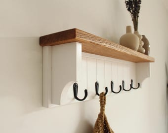 Wooden kitchen organizer, towel rack for bathroom wall