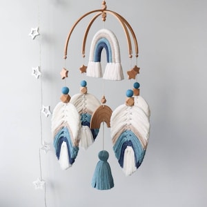 Regenboogmobiel macramé, boho-inrichting kinderkamer, mobiel babyjongen voor wieg