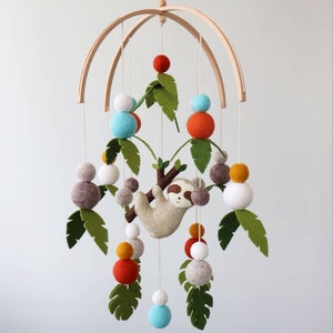 Sloth baby mobile, Sloth nursery decor, Felt mobile for crib