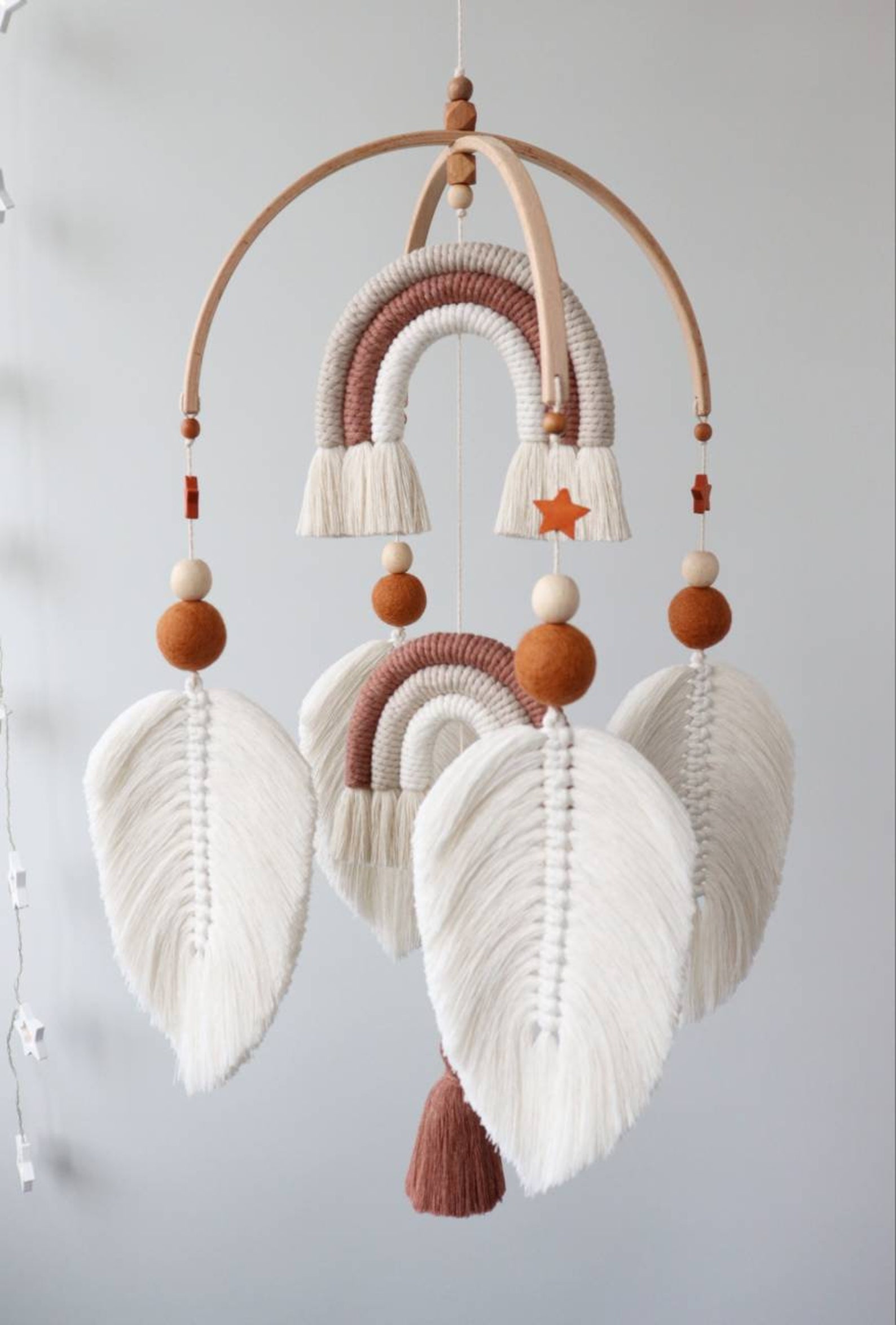 Macrame baby mobile Boho nursery decor Rainbow mobile for Etsy