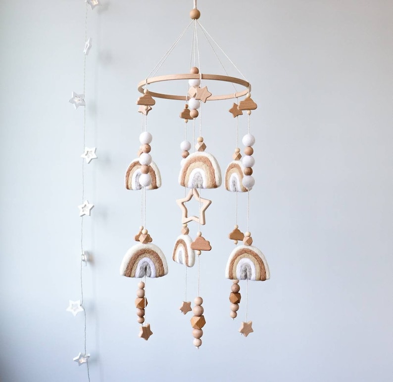Rainbow Baby Mobile for Crib Boho Nursery Decor Gender Etsy Australia