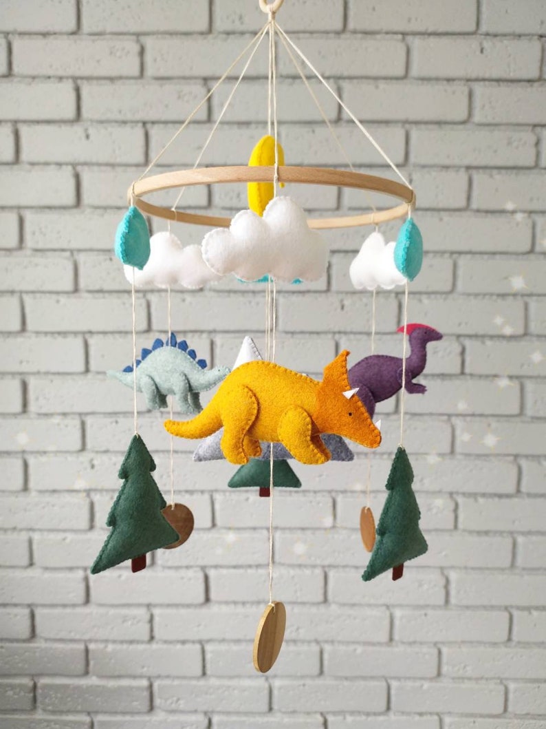 Dinosaur mobile Dinosaur nursery decor Felt mobile for Etsy