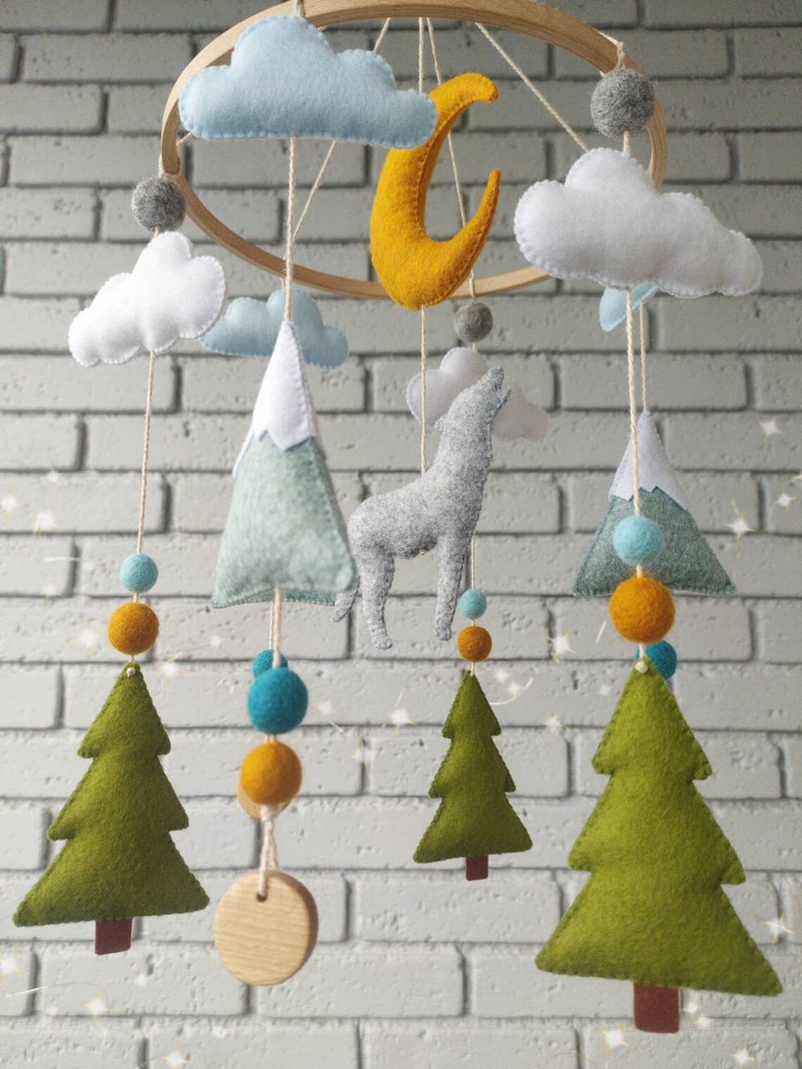 Wolf Mobile Wolf Nursery Decor Mountain Mobile Woodland Etsy