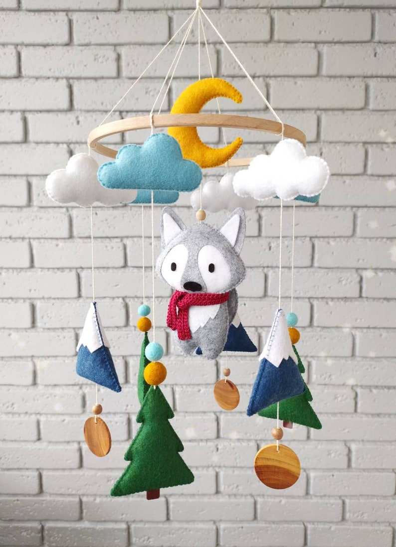 Wolf Mobile Wolf Nursery Decor Mountain Mobile Woodland Etsy