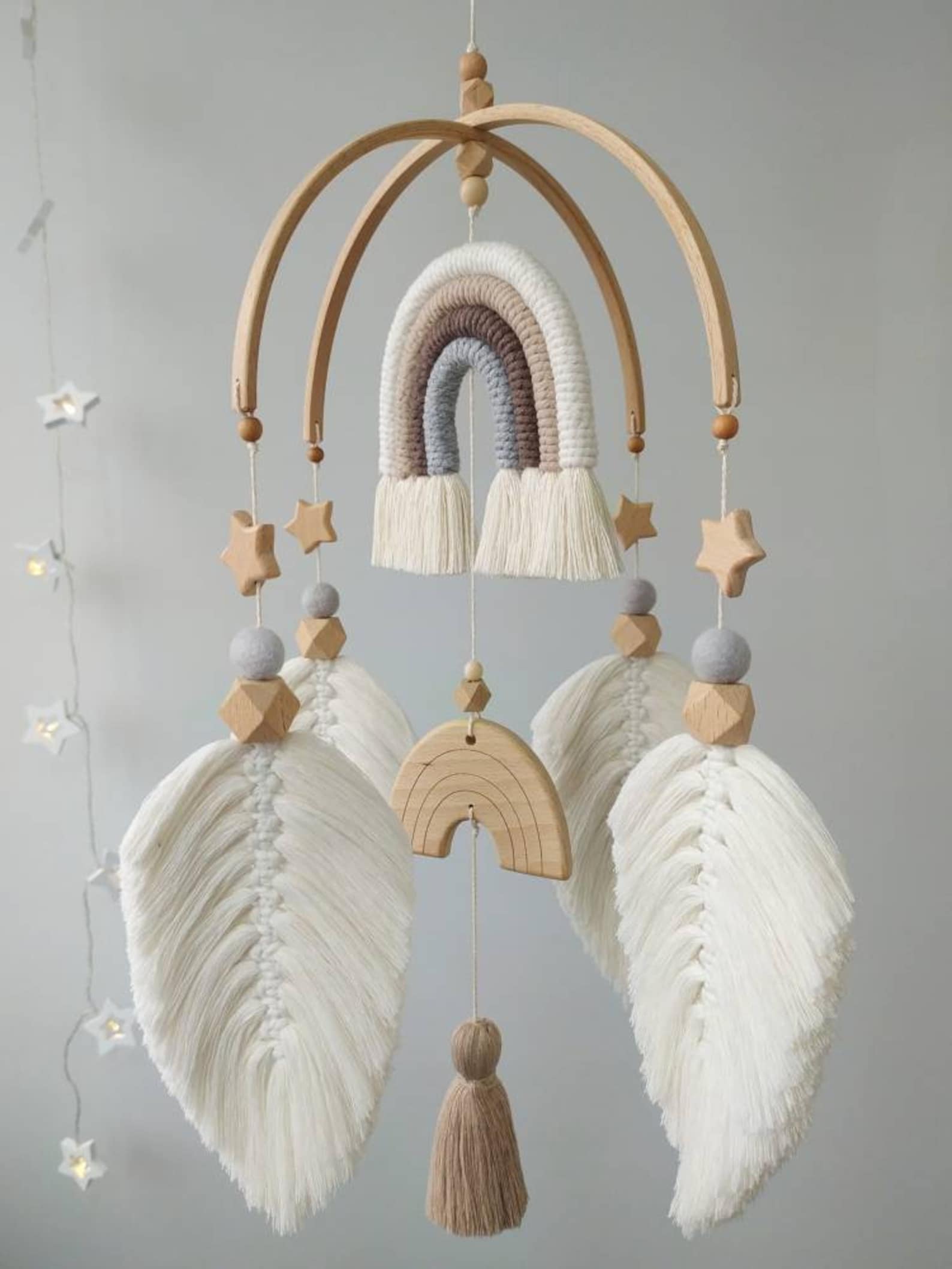 Macrame Baby Mobile Boho Nursery Decor Rainbow Mobile for Etsy