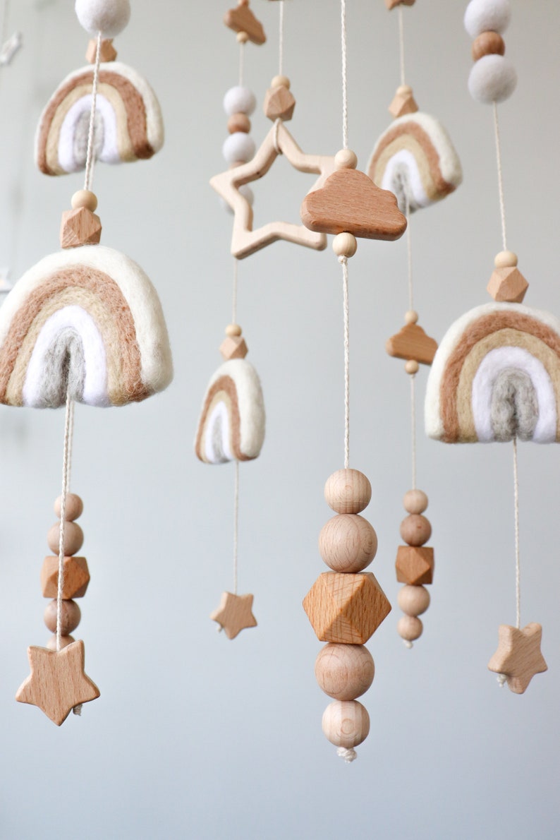 Rainbow Baby Mobile for Crib Boho Nursery Decor Gender Etsy Australia