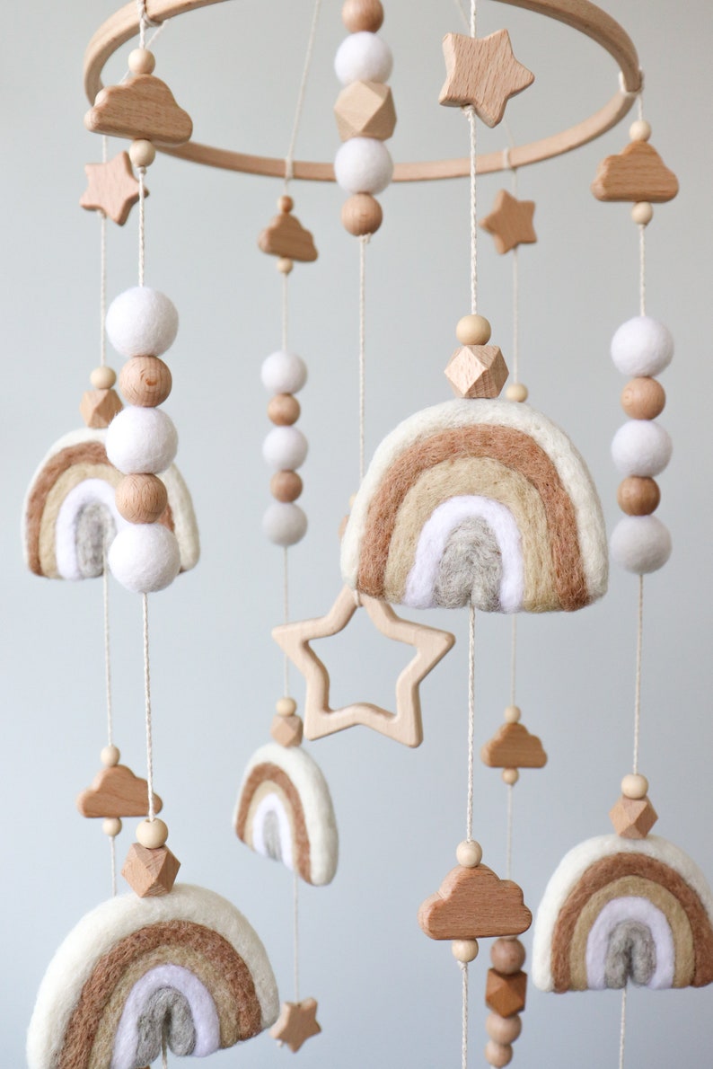 Rainbow Baby Mobile for Crib Boho Nursery Decor Gender Etsy Australia