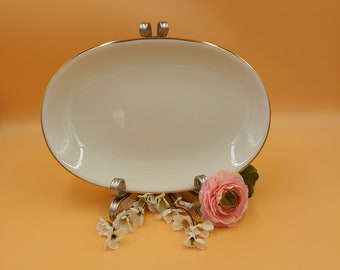 Zeh Scherzer Bavaria Servierplatte Vintage – Porzellan weiß mit Goldrand – ovale Platte 32,5 cm – Made in Germany