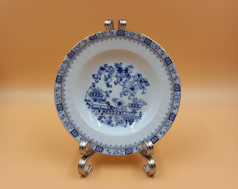 Kronester Bavaria Suppenteller Vintage 23 cm | Blau Weiß Porzellan | Blumendekor | Tiefer Teller Bavaria