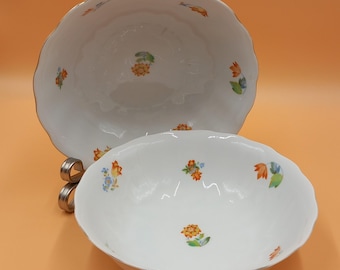 2 Koenigszelt Germany Porzellan Schüsseln Vintage | Streublumen | 22,5 & 24 cm | Servierschalen | altes deutsches Porzellan