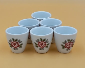 6 Winterling Eierbecher Vintage | Marktleuthen Bavaria | Rosenmotiv | Porzellan Eierbecher | Retro Geschirr 6er Set