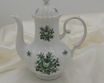 Seltmann Weiden Wien Grüne Rose 70376 Kaffeekanne 1,4 l | Vintage Porzellan W. Germany | 60er 70er Jahre
