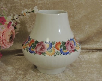 Scherzer Bavaria Germany Vase Vintage 18 cm | Zeh Scherzer Rehau | Porzellan Blumendekor Rosen | Vintage Blumenvase