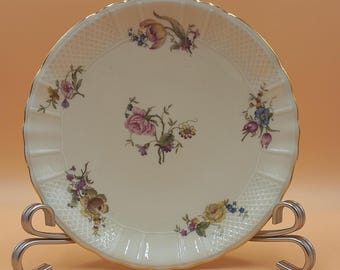 Bernardaud Limoges Porzellanschale auf Fuß | Blumendekor Goldrand | Frankreich ca. 1900–1930 | Vintage Servierschale
