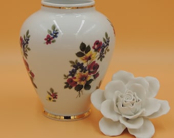 Schumann Arzberg Bavaria Vase Vintage 18 cm | Porzellan Blumendekor Rosen | Golddekor | Alte Porzellanvase