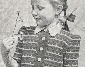 Vintage 1950s, Two Striped Jumpers 5 and 7 Years Bestway 1662 Knitting Pattern, INSTANT DOWNLOAD