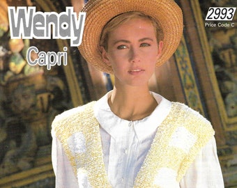 Vintage 1980s, Wendy Capri Striped Slipover Sleeveless Sweater 30 to 40 ins Knitting Pattern, INSTANT DOWNLOAD